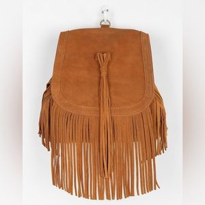 Suede Fringe Drawstring Backpack🤎